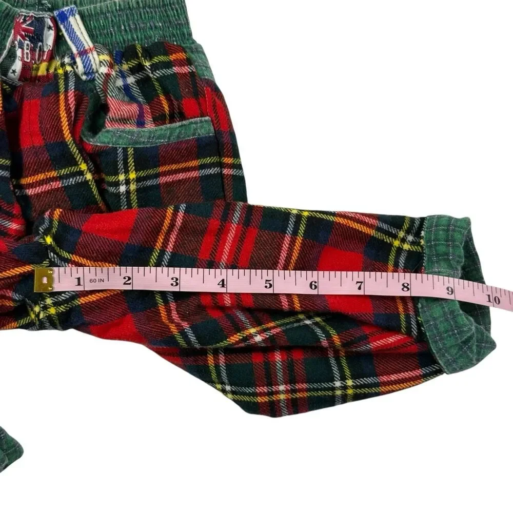 Petit Boy Plaid Flannel Retro Pants 12 Months Made in France PBOY Lined Baby Red
